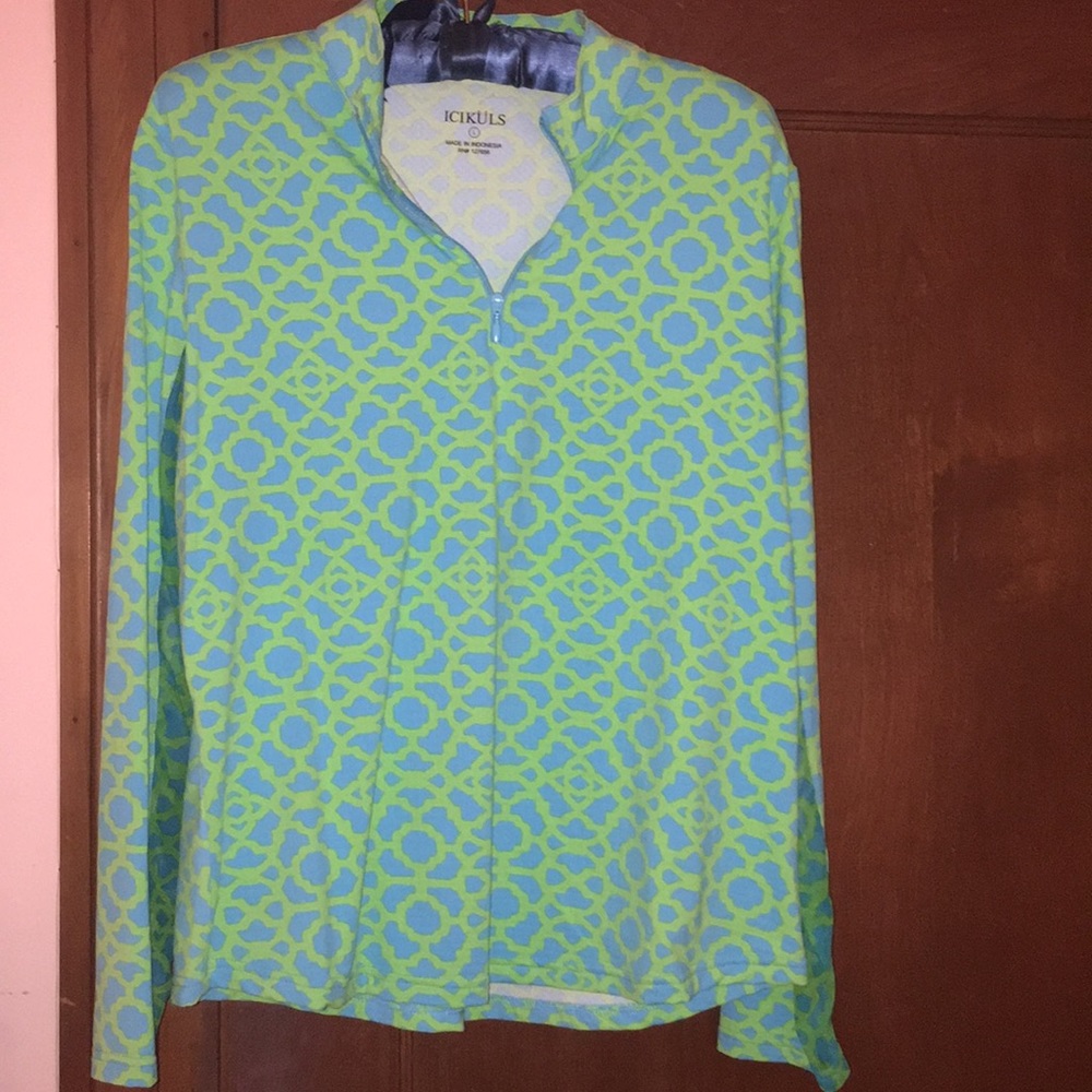 Icikuls Long Sleeve Printed Zip Mock Sun Shirt